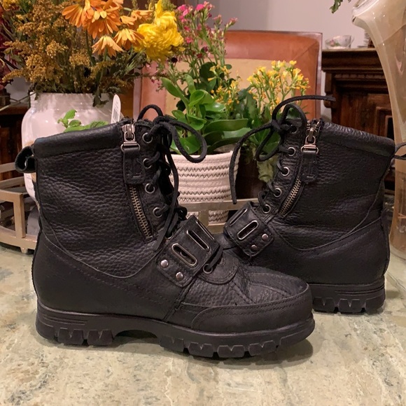 RALPH LAUREN  QUANITA BLACK LEATHER BOOTS, SIZE 7.5 B - Picture 6 of 15